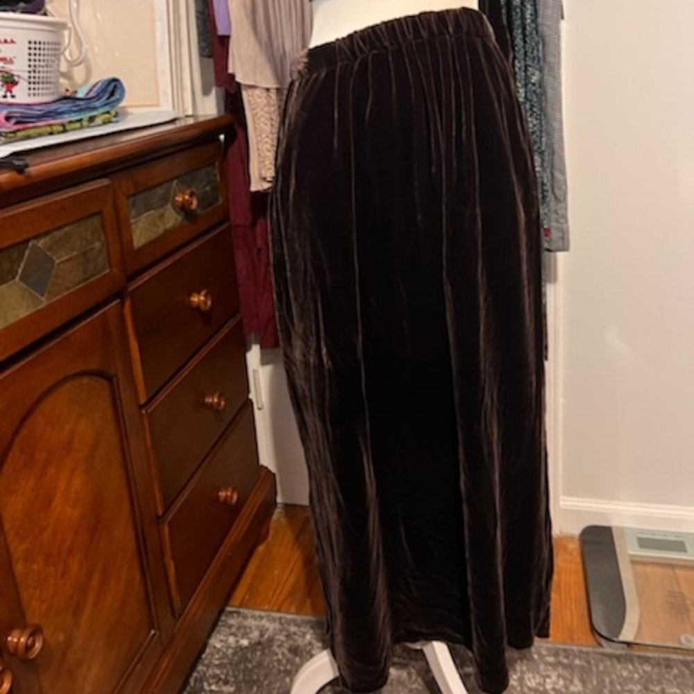 Brown Long Velvet Skirt